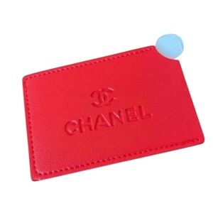 Chanel Red Leather Card Holder / Mirror - NIB